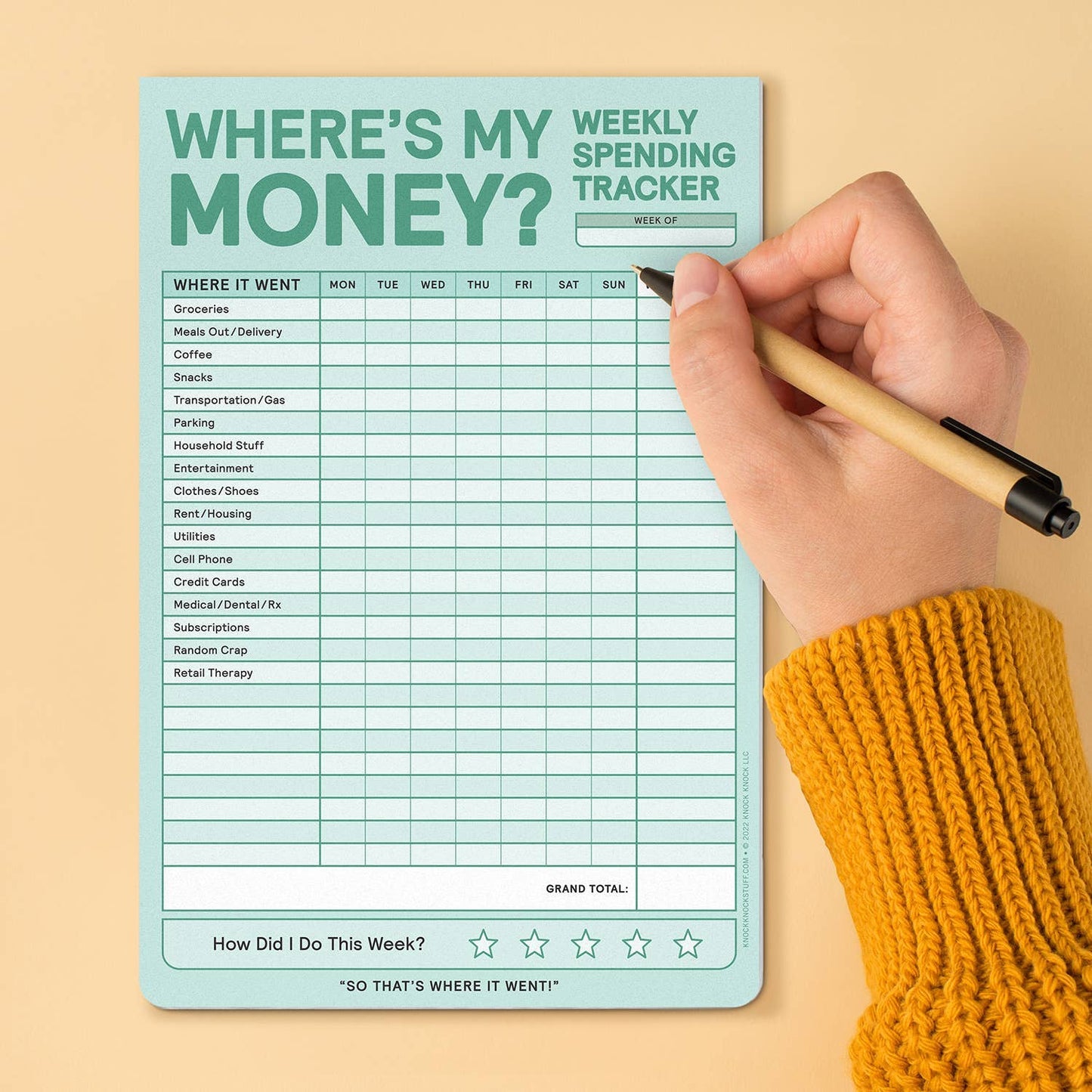 Weekly Money Tracker Pad (6 x 9 inches) 60 sheets