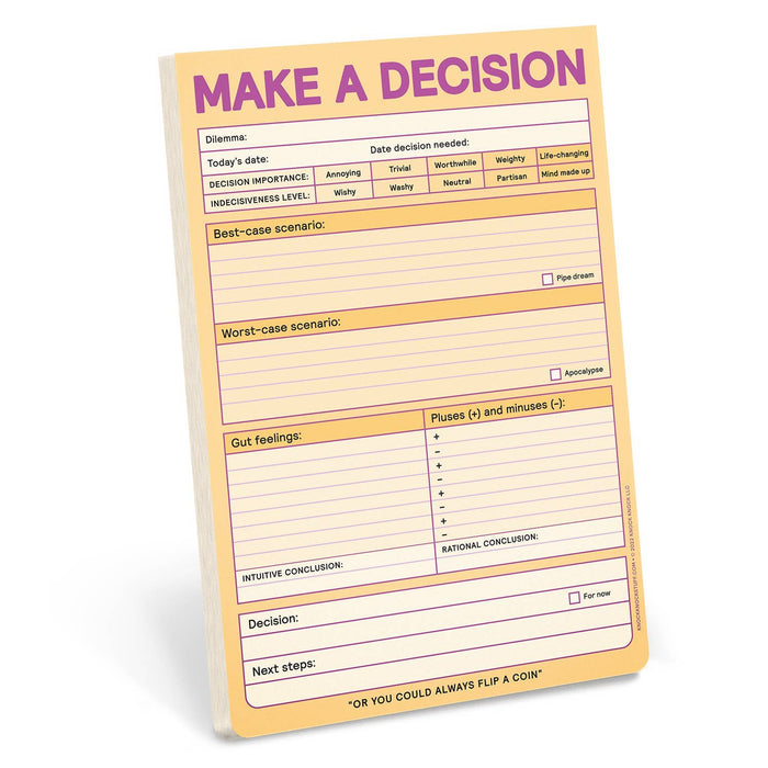 The Overthinker's Funny Make-a-Decision Pad (6 x 9 inches) 60 sheets