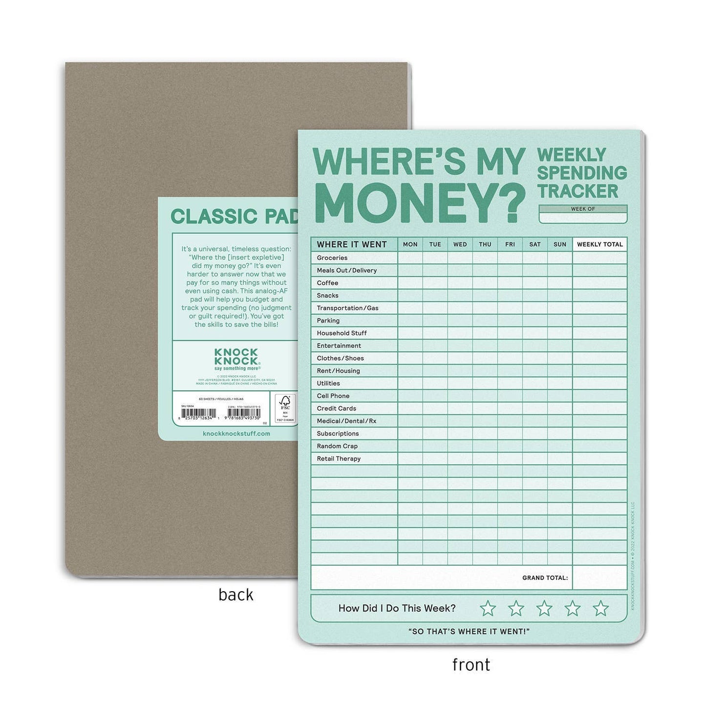 Weekly Money Tracker Pad (6 x 9 inches) 60 sheets