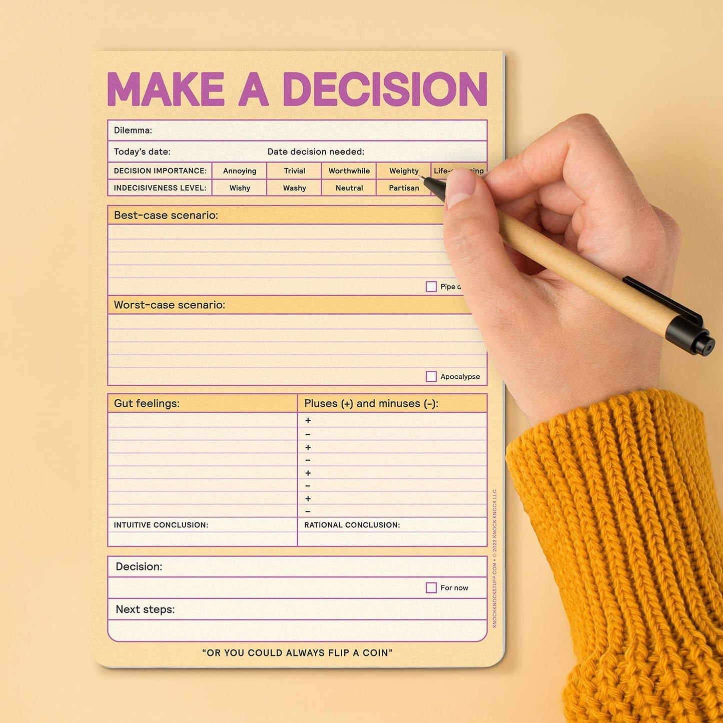 The Overthinker's Funny Make-a-Decision Pad (6 x 9 inches) 60 sheets