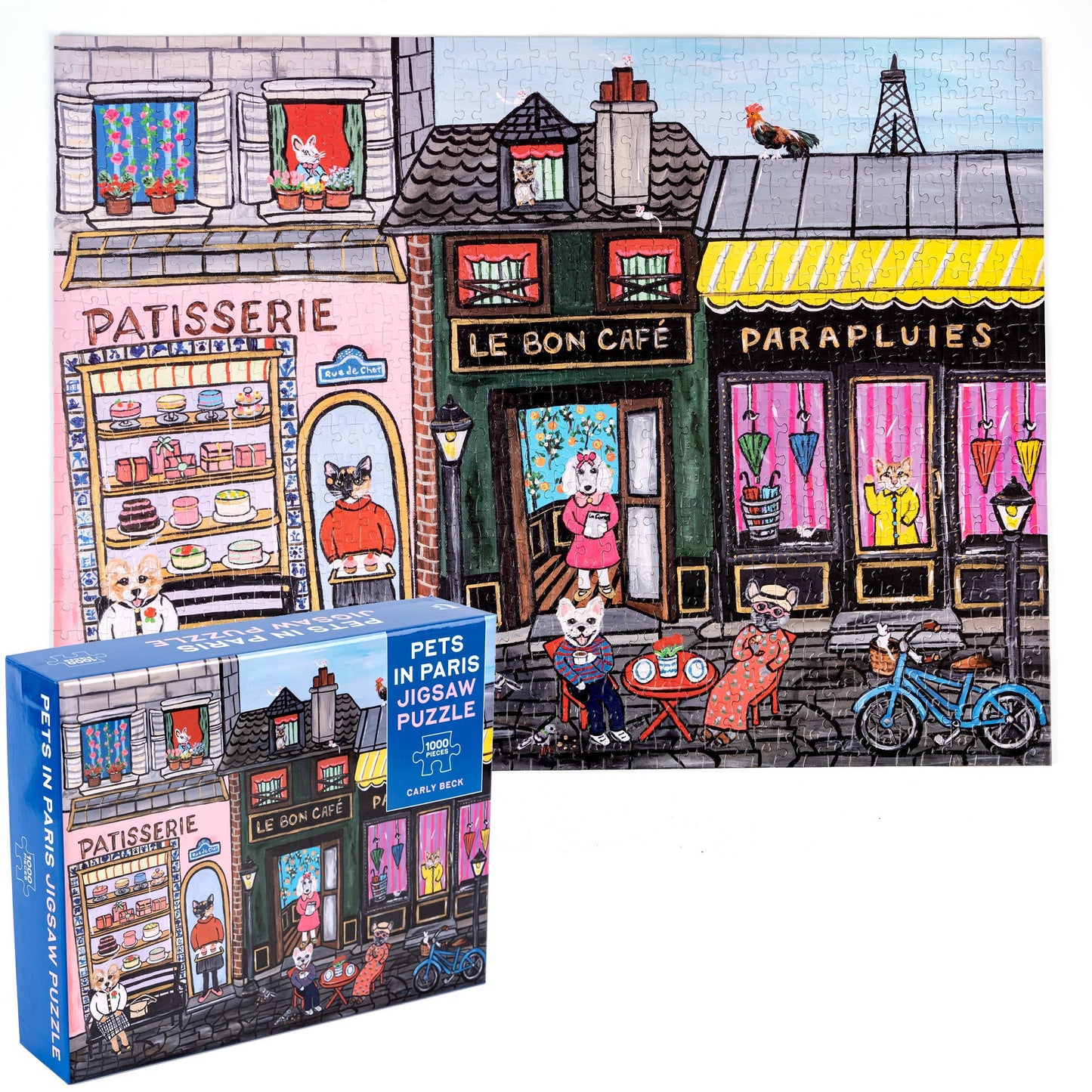 Carly Beck's Pets in Paris 1,000-Piece Jigsaw Puzzle (10 x 8 inches)