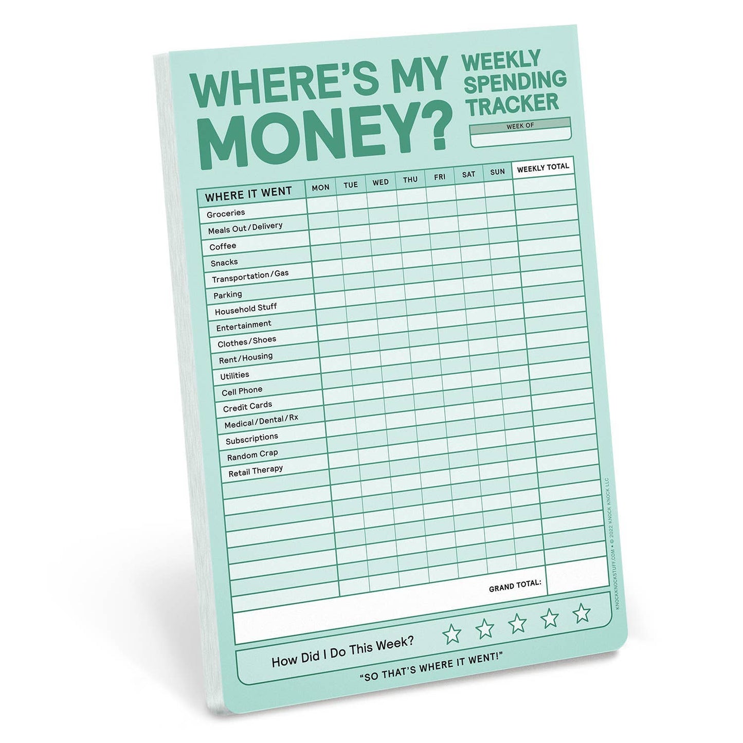 Weekly Money Tracker Pad (6 x 9 inches) 60 sheets