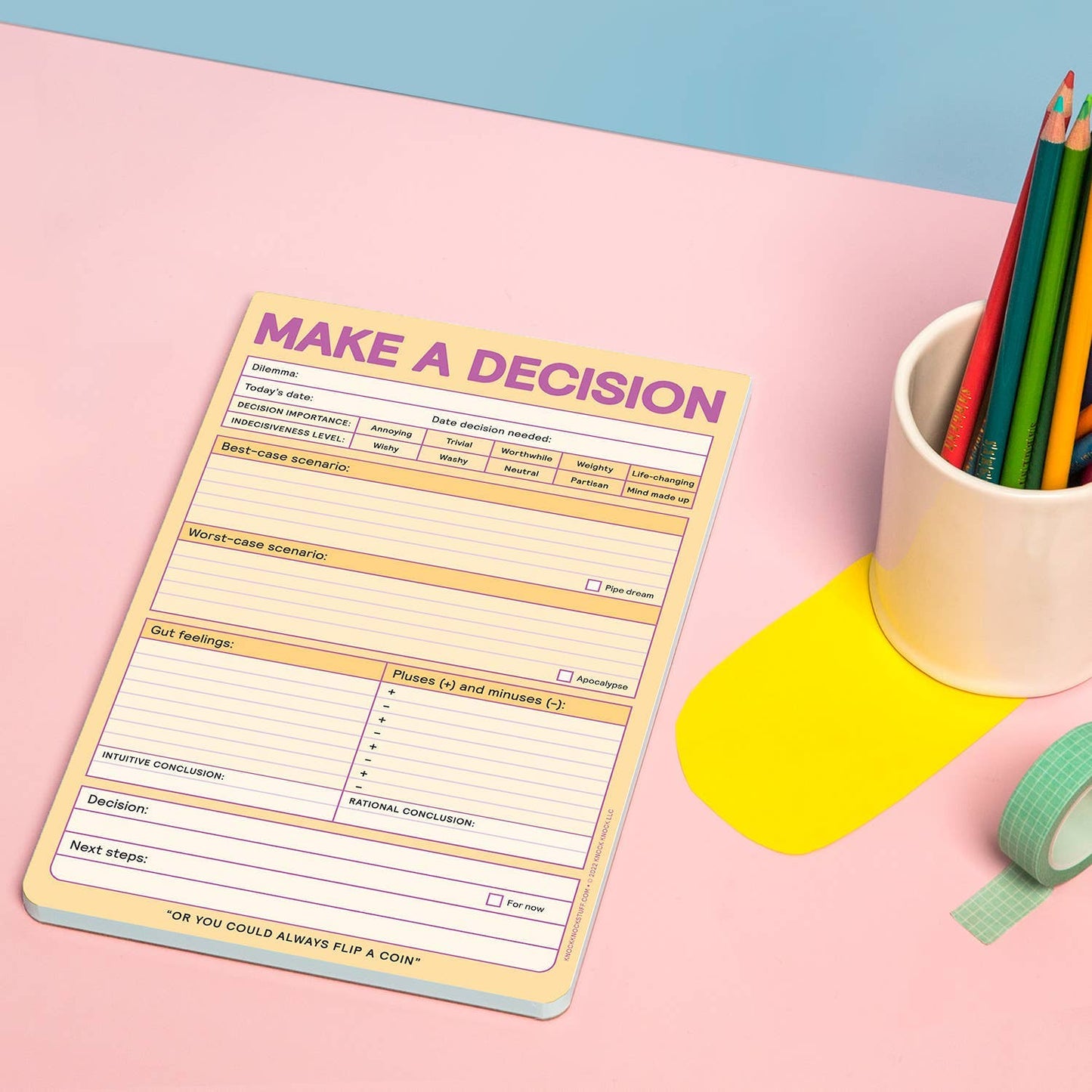 The Overthinker's Funny Make-a-Decision Pad (6 x 9 inches) 60 sheets