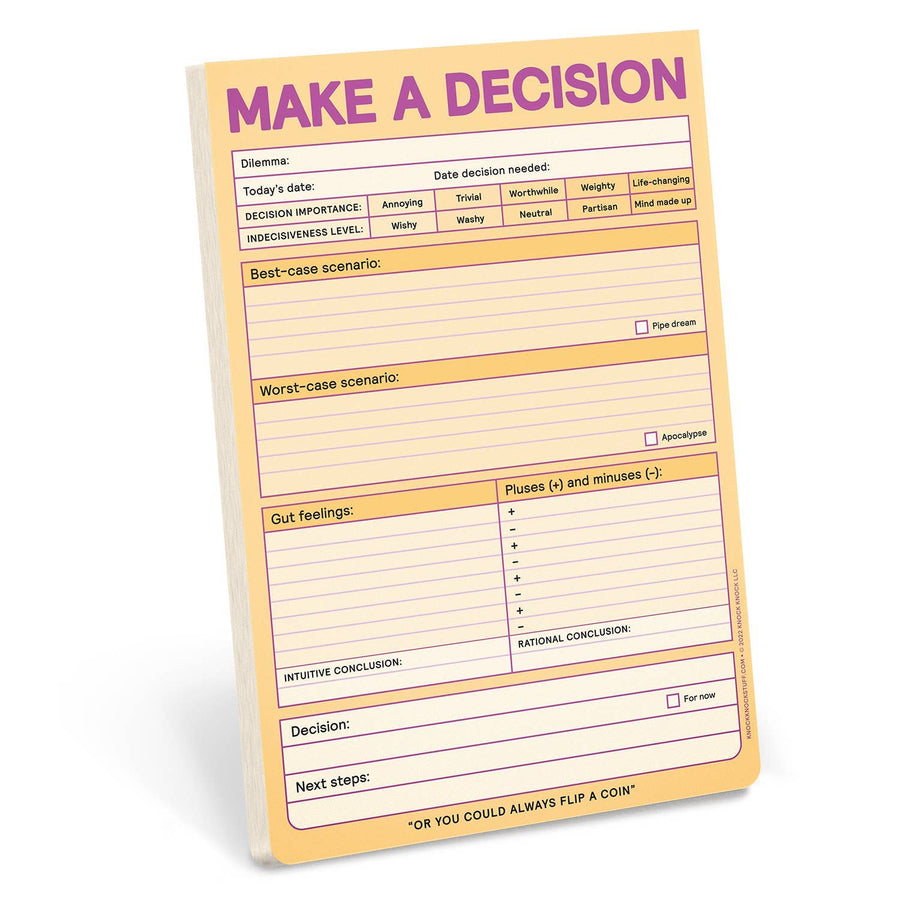 The Overthinker's Funny Make-a-Decision Pad (6 x 9 inches) 60 sheets