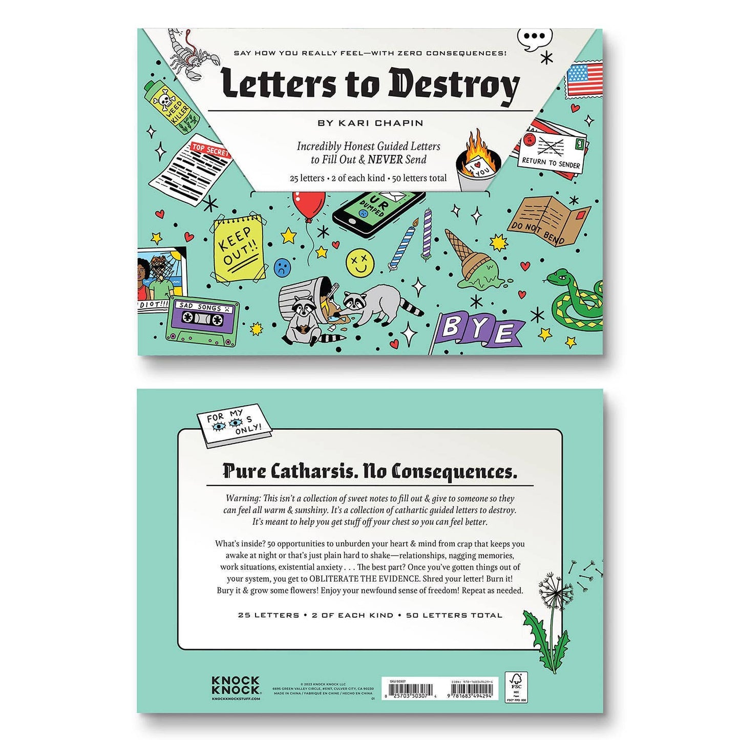 Catharsis - Letters to Destroy Journal (18.5 x 10 inches) 50 letters total